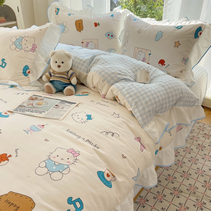 91家纺网 家纺一手货源 找家纺 （总）桃心家居 2025新款A类云柔水洗棉花边四件套