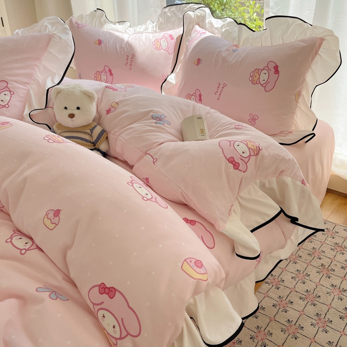 91家纺网 家纺一手货源 找家纺 （总）桃心家居 2025新款A类云柔水洗棉花边四件套