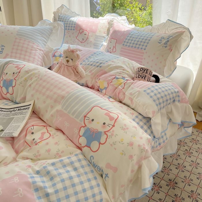 91家纺网 家纺一手货源 找家纺 （总）桃心家居 2025新款A类云柔水洗棉花边四件套