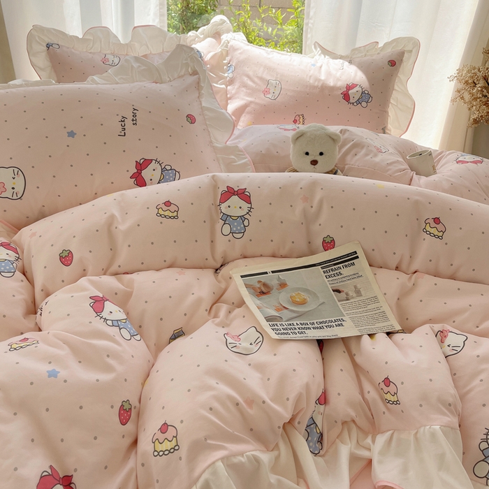 91家纺网 家纺一手货源 找家纺 （总）桃心家居 2025新款A类云柔水洗棉花边四件套