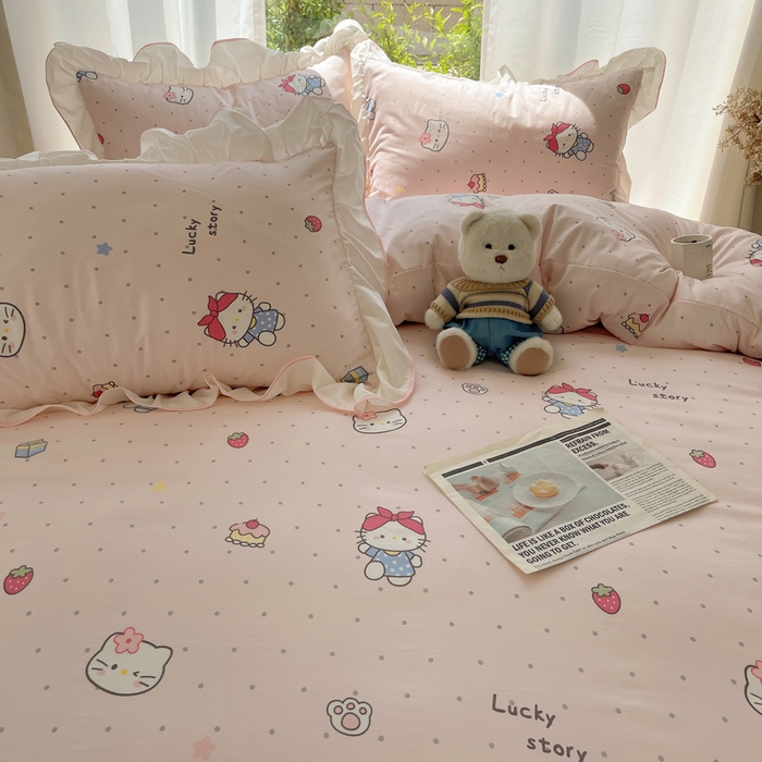 91家纺网 家纺一手货源 找家纺 （总）桃心家居 2025新款A类云柔水洗棉花边四件套