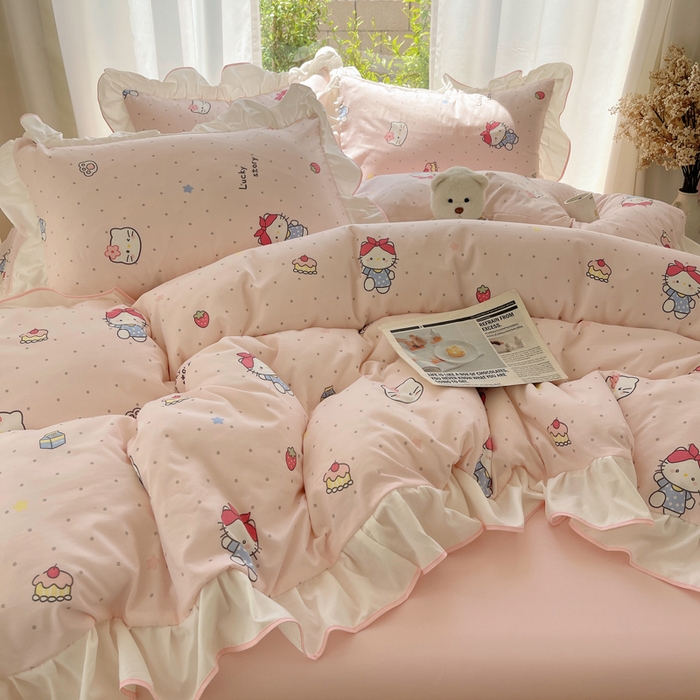 91家纺网 家纺一手货源 找家纺 （总）桃心家居 2025新款A类云柔水洗棉花边四件套