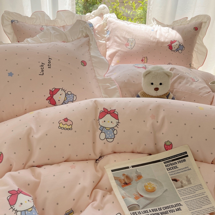 91家纺网 家纺一手货源 找家纺 （总）桃心家居 2025新款A类云柔水洗棉花边四件套