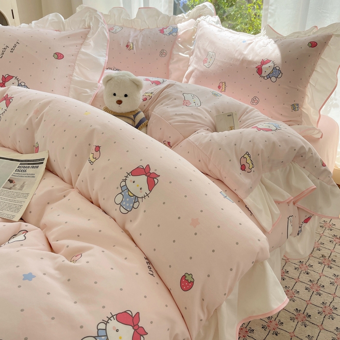 （总）桃心家居 2025新款A类云柔水洗棉花边四件套