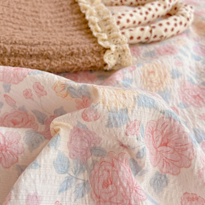 91家纺网 家纺一手货源 找家纺 （总）大麦家纺 2025年新款云感棉双层纱花边床盖夏被夏凉被空调被四件套