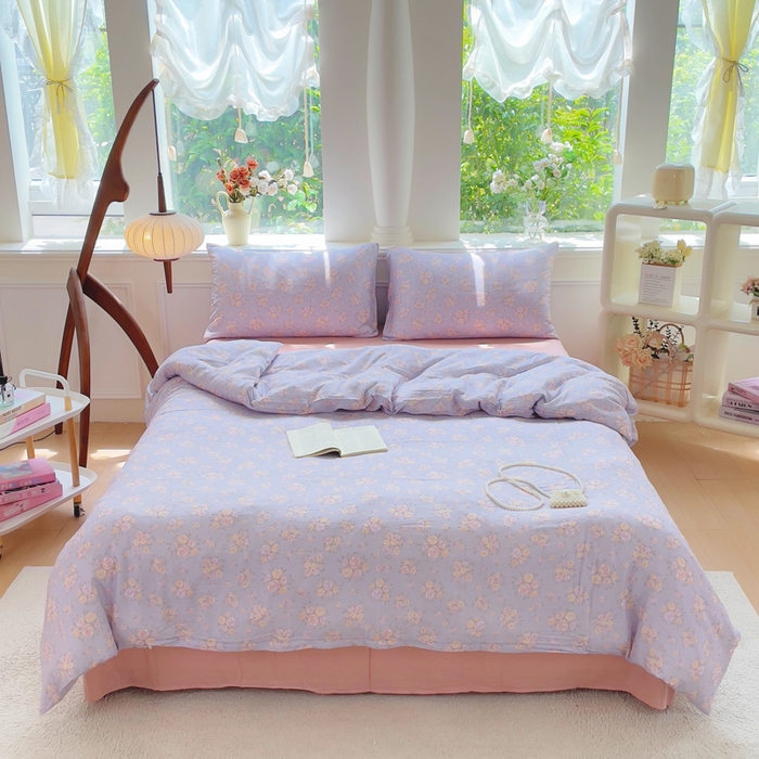 91家纺网 家纺一手货源 找家纺 （总）集布 2025新款活性印染全棉双层纱四件套