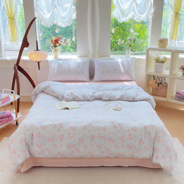 91家纺网 家纺一手货源 找家纺 （总）集布 2025新款活性印染全棉双层纱四件套