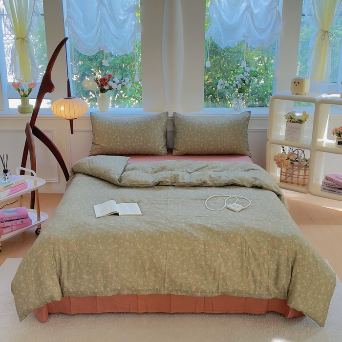 91家纺网 家纺一手货源 找家纺 （总）集布 2025新款活性印染全棉双层纱四件套