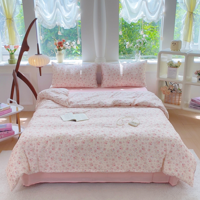 91家纺网 家纺一手货源 找家纺 （总）集布 2025新款活性印染全棉双层纱四件套