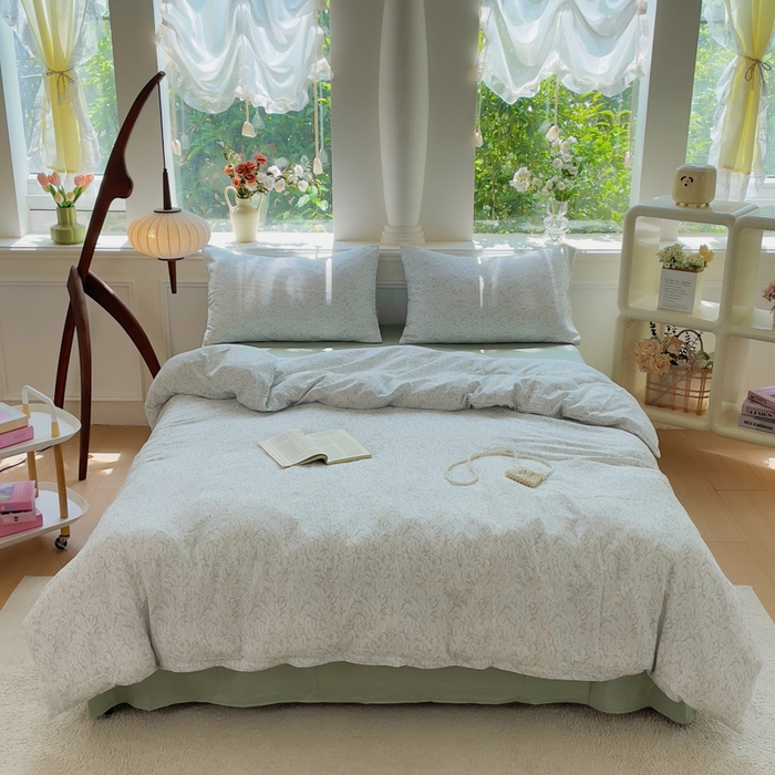 91家纺网 家纺一手货源 找家纺 （总）集布 2025新款活性印染全棉双层纱四件套