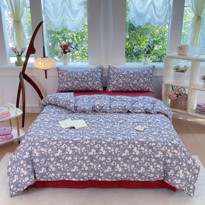 91家纺网 家纺一手货源 找家纺 （总）集布 2025新款活性印染全棉双层纱四件套