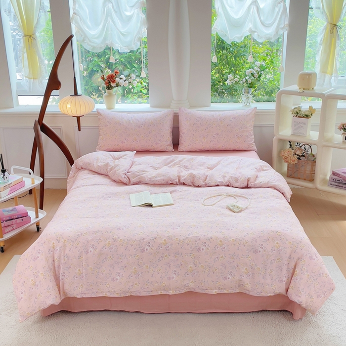 91家纺网 家纺一手货源 找家纺 （总）集布 2025新款活性印染全棉双层纱四件套