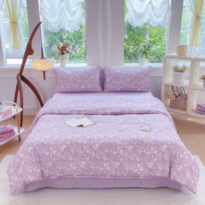 91家纺网 家纺一手货源 找家纺 （总）集布 2025新款活性印染全棉双层纱四件套