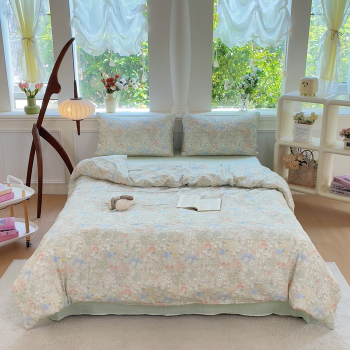 91家纺网 家纺一手货源 找家纺 （总）集布 2025新款活性印染全棉双层纱四件套