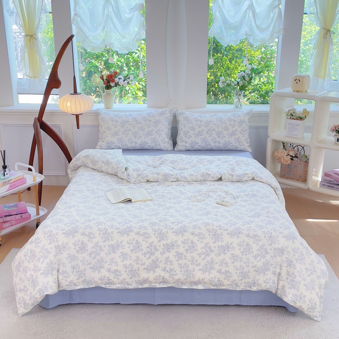 91家纺网 家纺一手货源 找家纺 （总）集布 2025新款活性印染全棉双层纱四件套