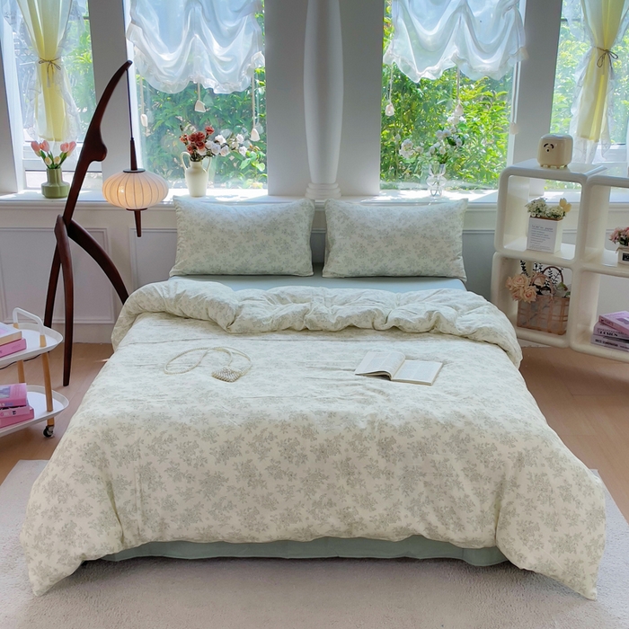 91家纺网 家纺一手货源 找家纺 （总）集布 2025新款活性印染全棉双层纱四件套