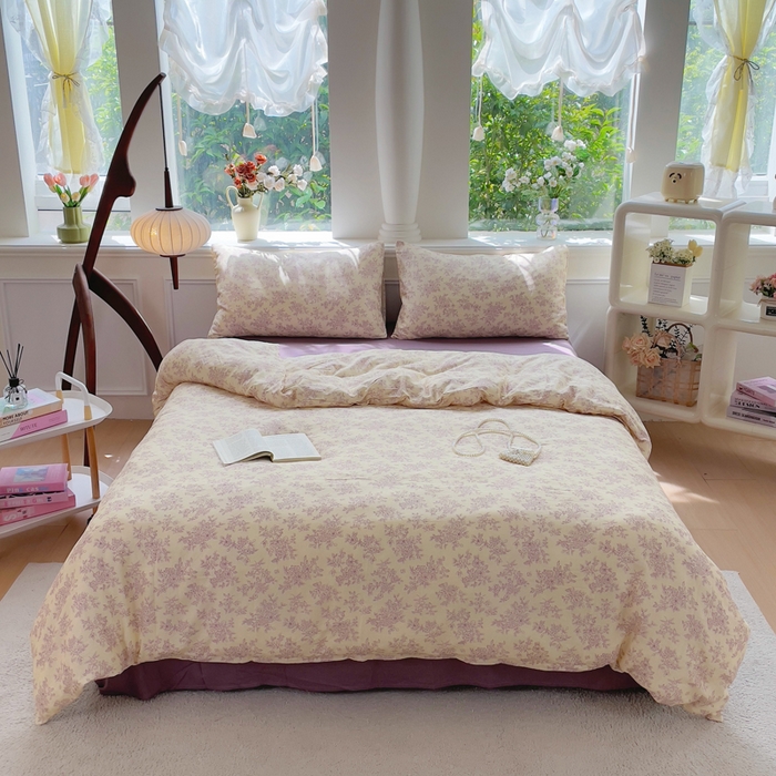 91家纺网 家纺一手货源 找家纺 （总）集布 2025新款活性印染全棉双层纱四件套