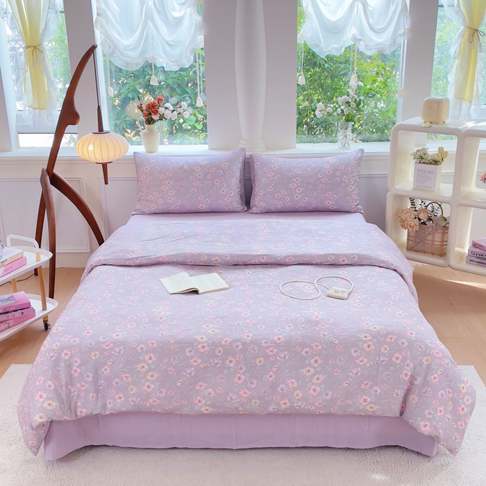 91家纺网 家纺一手货源 找家纺 （总）集布 2025新款活性印染全棉双层纱四件套