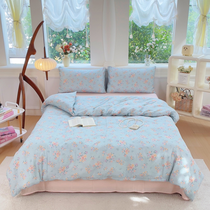 91家纺网 家纺一手货源 找家纺 （总）集布 2025新款活性印染全棉双层纱四件套