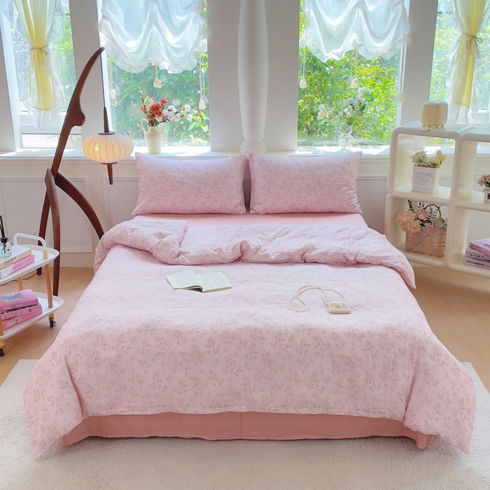 91家纺网 家纺一手货源 找家纺 （总）集布 2025新款活性印染全棉双层纱四件套