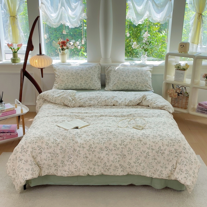 91家纺网 家纺一手货源 找家纺 （总）集布 2025新款活性印染全棉双层纱四件套