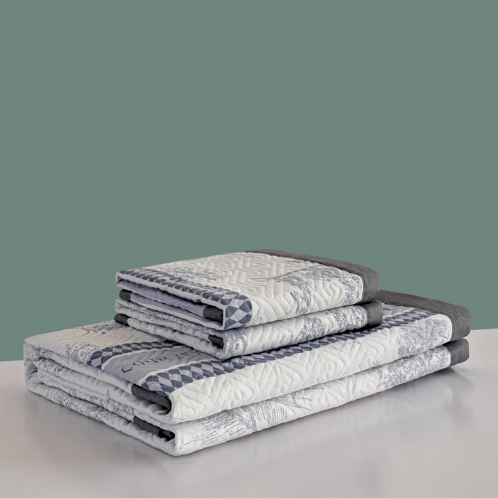 91家纺网 家纺一手货源 找家纺 简宜家居（朝初家纺） 2025春夏新款全棉纯棉老粗布床单绗缝凉席席子 床褥 薄垫子 一席多用 民俗 蓝