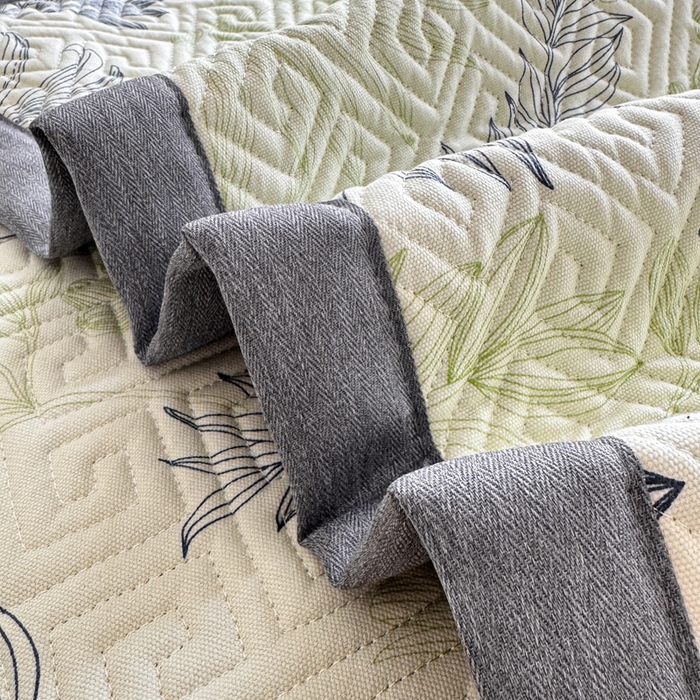 91家纺网 家纺一手货源 找家纺 简宜家居（朝初家纺） 2025春夏新款全棉纯棉老粗布床单绗缝凉席席子 床褥 薄垫子 一席多用 风铃草