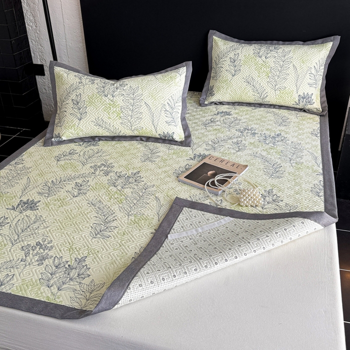 91家纺网 家纺一手货源 找家纺 简宜家居（朝初家纺） 2025春夏新款全棉纯棉老粗布床单绗缝凉席席子 床褥 薄垫子 一席多用 风铃草