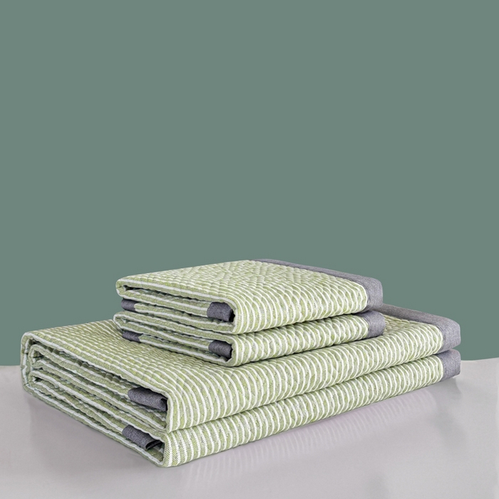 91家纺网 家纺一手货源 找家纺 简宜家居（朝初家纺） 2025春夏新款全棉纯棉老粗布床单绗缝凉席席子 床褥 薄垫子 一席多用 条纹-绿野