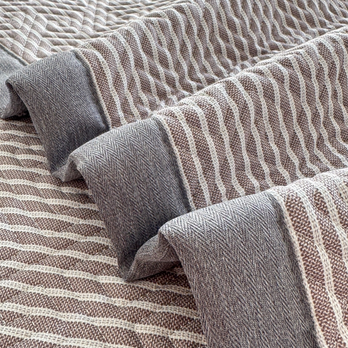 91家纺网 家纺一手货源 找家纺 简宜家居（朝初家纺） 2025春夏新款全棉纯棉老粗布床单绗缝凉席席子 床褥 薄垫子 一席多用 条纹-微醺紫