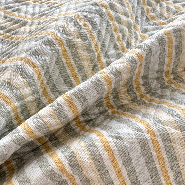 91家纺网 家纺一手货源 找家纺 简宜家居（朝初家纺） 2025春夏新款全棉纯棉老粗布床单绗缝凉席席子 床褥 薄垫子 一席多用 条纹-悠韵