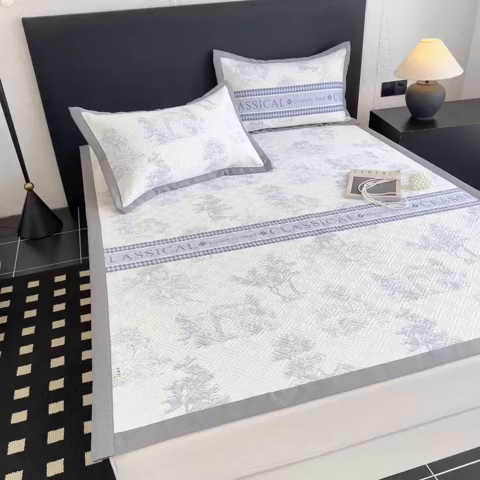 91家纺网 家纺一手货源 找家纺 （总）简宜家居（朝初家纺） 2025春夏新款全棉纯棉老粗布床单绗缝凉席席子 床褥 薄垫子 一席多用