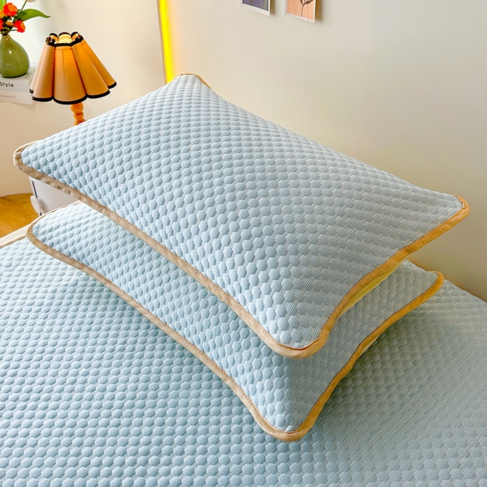 91家纺网 家纺一手货源 找家纺 爱洛家纺 2025春夏新款A类冰丝豆豆凉席席子-床垫款 豆豆·浅天蓝