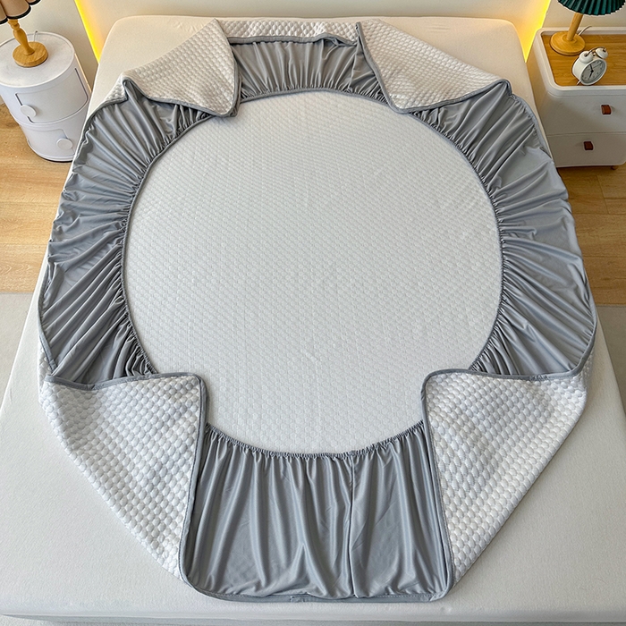 91家纺网 家纺一手货源 找家纺 爱洛家纺 2025春夏新款A类冰丝豆豆凉席席子-床笠款 床笠-浅灰