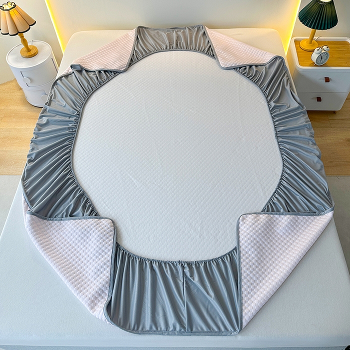 91家纺网 家纺一手货源 找家纺 爱洛家纺 2025春夏新款A类冰丝豆豆凉席席子-床笠款 床笠-粉玉