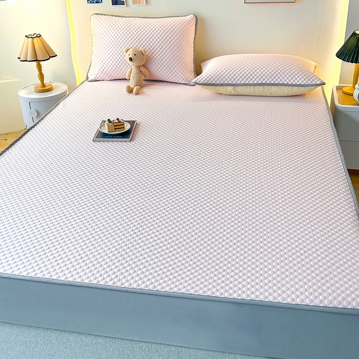 91家纺网 家纺一手货源 找家纺 爱洛家纺 2025春夏新款A类冰丝豆豆凉席席子-床笠款 床笠-粉玉