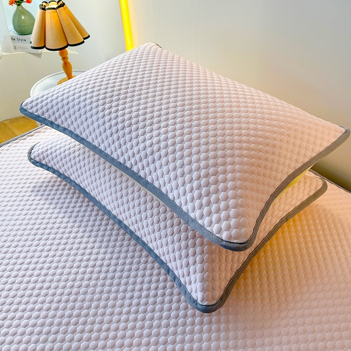 91家纺网 家纺一手货源 找家纺 爱洛家纺 2025春夏新款A类冰丝豆豆凉席席子-床笠款 床笠-粉玉