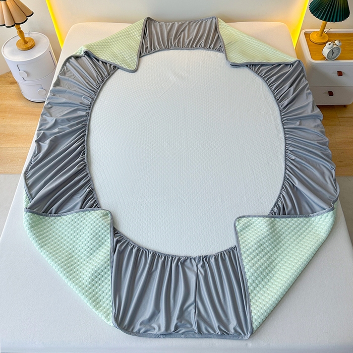 91家纺网 家纺一手货源 找家纺 爱洛家纺 2025春夏新款A类冰丝豆豆凉席席子-床笠款 床笠-水绿