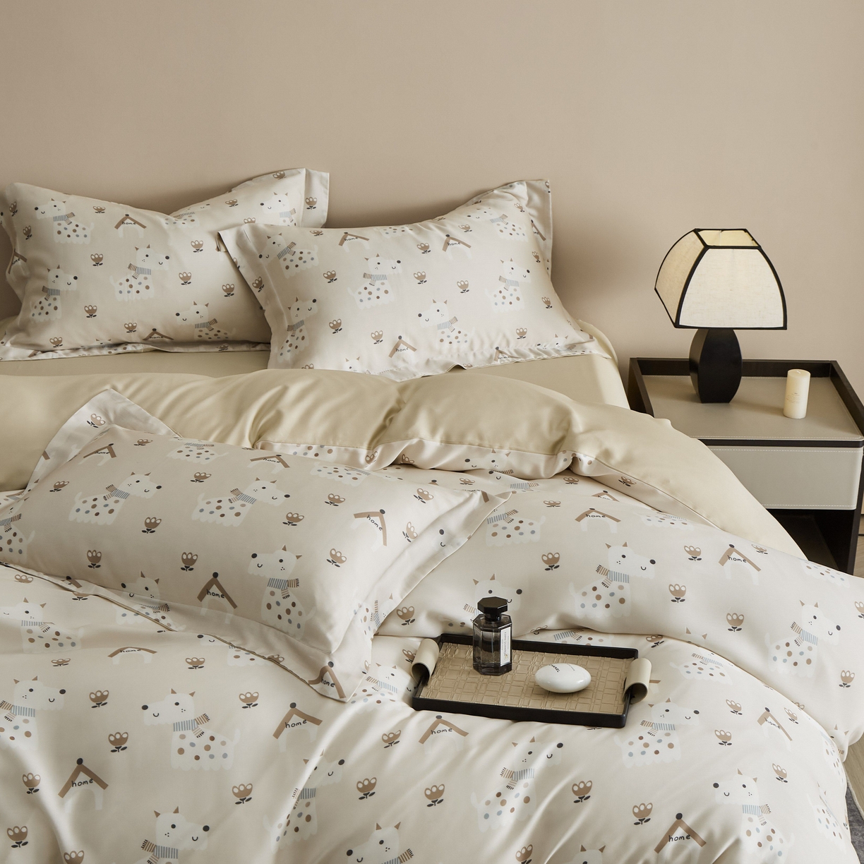 91家纺网 家纺一手货源 找家纺 （总）于果 2025新款莱赛尔天丝印花四件套