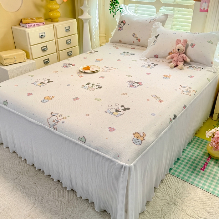 逸尚阁 2025新款印花冰藤床裙凉席三件套 欢乐世界