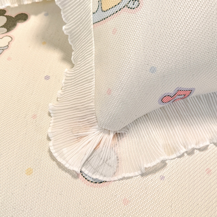 91家纺网 家纺一手货源 找家纺 逸尚阁 2025新款印花冰藤床裙凉席三件套 欢乐世界