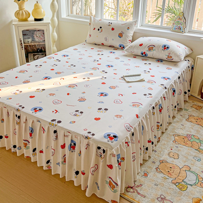 91家纺网 家纺一手货源 找家纺 （总）极梦家纺 2025新款磨毛印花床裙三件套（支持定制） （总链接二）