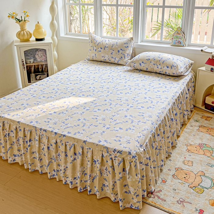 91家纺网 家纺一手货源 找家纺 （总）极梦家纺 2025新款磨毛印花床裙三件套（支持定制） （总链接二）