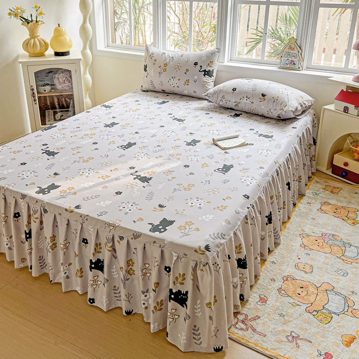 91家纺网 家纺一手货源 找家纺 （总）极梦家纺 2025新款磨毛印花床裙三件套（支持定制） （总链接二）