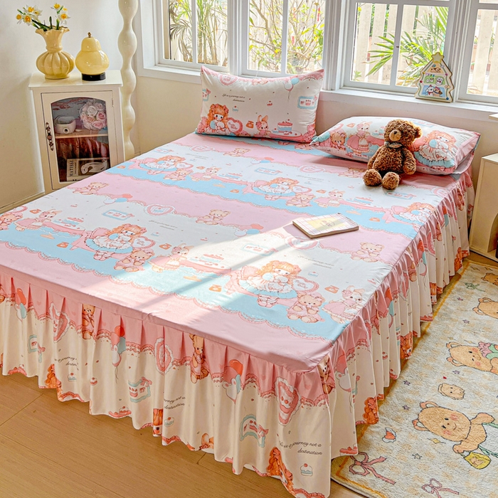 91家纺网 家纺一手货源 找家纺 （总）极梦家纺 2025新款磨毛印花床裙三件套（支持定制） （总链接二）