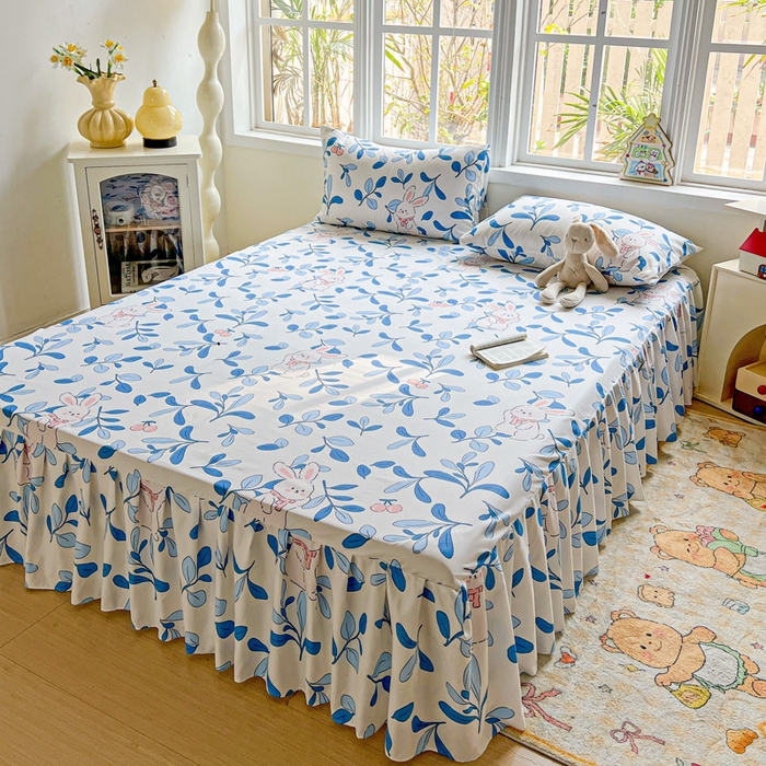 91家纺网 家纺一手货源 找家纺 （总）极梦家纺 2025新款磨毛印花床裙三件套（支持定制） （总链接二）