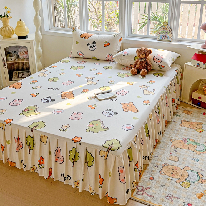 91家纺网 家纺一手货源 找家纺 （总）极梦家纺 2025新款磨毛印花床裙三件套（支持定制） （总链接二）