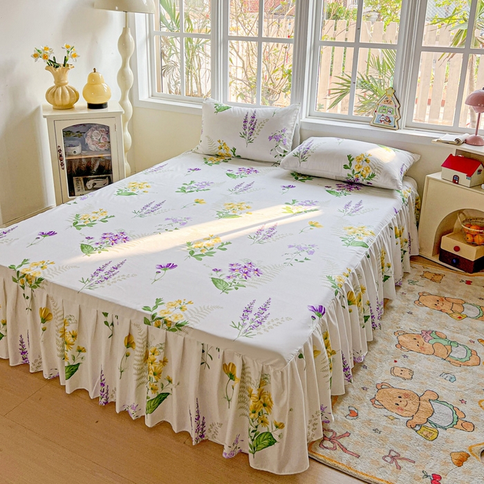 91家纺网 家纺一手货源 找家纺 （总）极梦家纺 2025新款磨毛印花床裙三件套（支持定制） （总链接二）