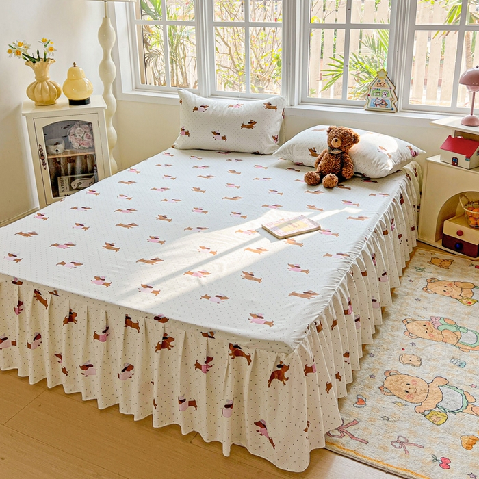 91家纺网 家纺一手货源 找家纺 （总）极梦家纺 2025新款磨毛印花床裙三件套（支持定制） （总链接二）