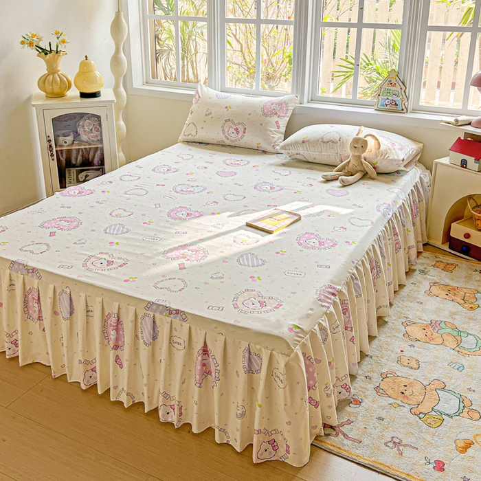 91家纺网 家纺一手货源 找家纺 （总）极梦家纺 2025新款磨毛印花床裙三件套（支持定制） （总链接二）